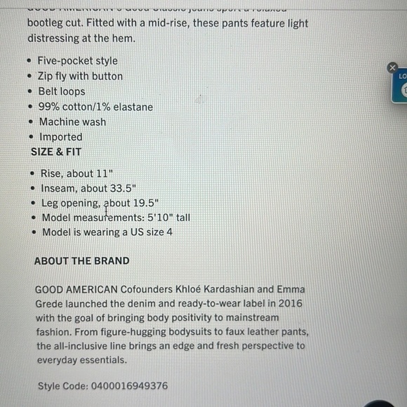 GOOD American Flare Jeans sz 27/2 - Picture 8 of 8